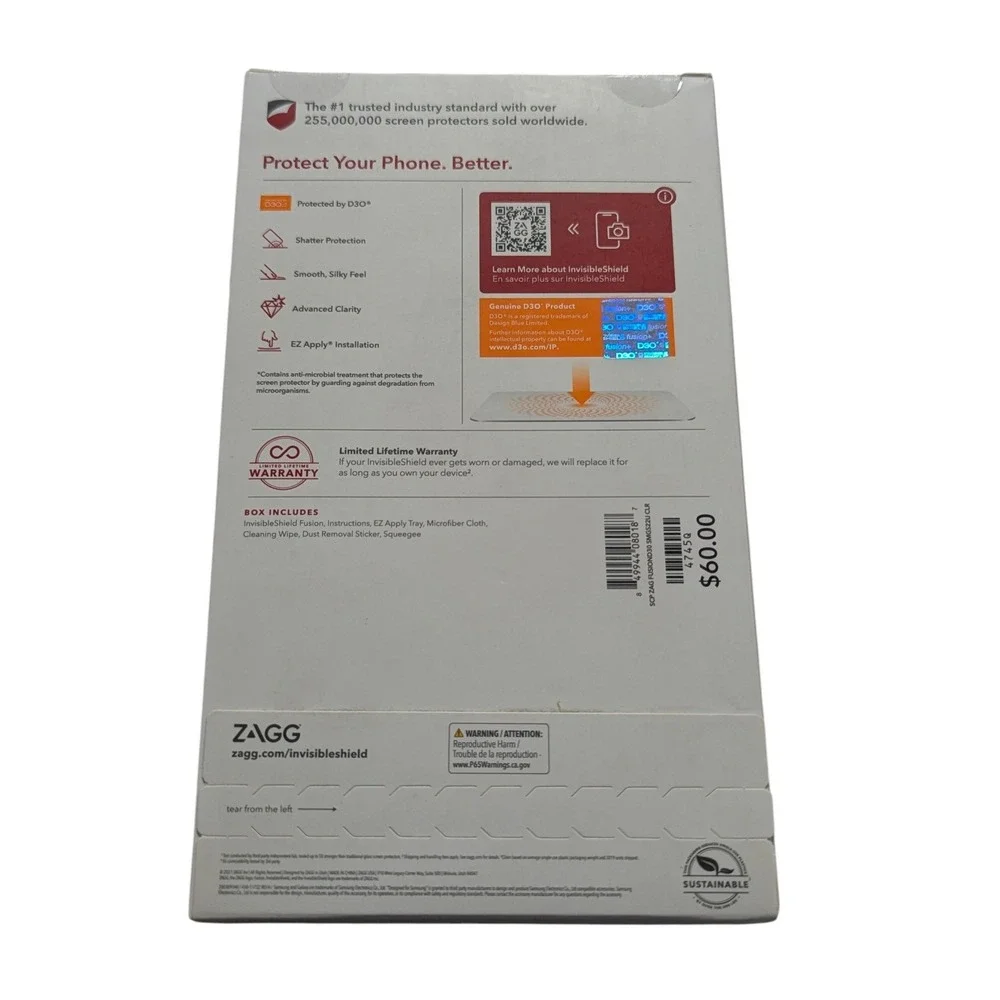 V1-N ZAGG Fusion Curve‎ Hybrid Screen Protector for Galaxy S22 Ultra - Clear